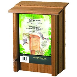 North States - Outdoor Bat House for Mosquito Control with 3 Roosting Chambers, Holds 75 Brown Bats - Natural Wood