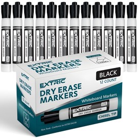 EXTRIC Dry Erase Markers, 12 Count Chisel Tip White Board Markers, Black Dry Erase Marker