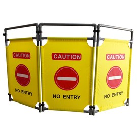 3 Panels 5.8FT Foldable Safety Barricade Security Sign Barrier Heavy Duty PVC Frame "NO ENTRY" Caution