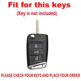 TECART for VW Flip Car Key Fob Cover Fit For Volkswagen Jetta Beetle Passat Bora Skoda Leather Folding Car Key Protection, White