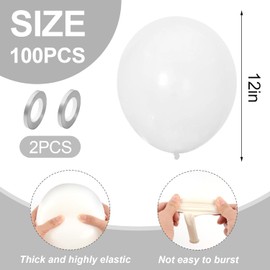 White Balloons,Latex Party Balloons,100pcs 12 Inch Helium Balloons Matte-for Themed Graduation Anniversary Birthday Wedding Party Backdrop Decorations (white)