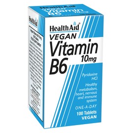 HealthAid Vitamin B6 (Pyridoxine HCl) 10mg – Supplement for Daily Nutritional Support – Supports Protein & Glycogen Metabolism – 100 Tablets