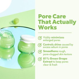 FRUDIA Green Grape Pore Control Cream – Tightens & Refines Pores in Just 1–2 Uses | Vegan Korean Face Moisturizer with 81% Green Grape Extract & Tannin Complex (1.94 fl oz)