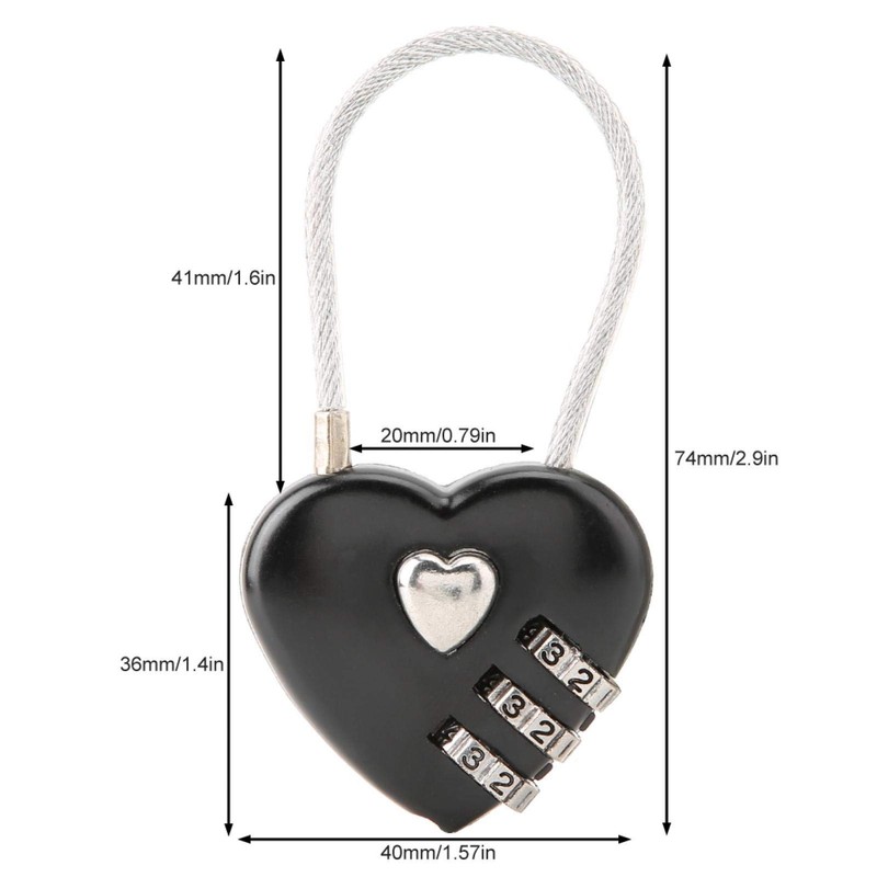 Code Padlock, Couple Padlock, Mini Heart-Shaped Hall Locker Durable Portable