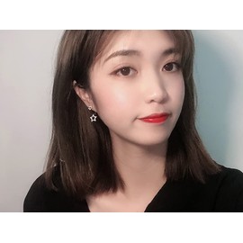 Double Stars Dangle Drop Earrings Sterling Silver Posts Dainty Rhinestone Crystal CZ Ear Jackets Front Back Cute Star Cartilage Earring Wedding Studs Delicate Jewelry Gifts for Women Girls BFF