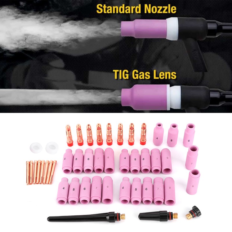 46Pcs Welding Nozzle TIG Contact Welder Nozzle for Torch 17/18/26