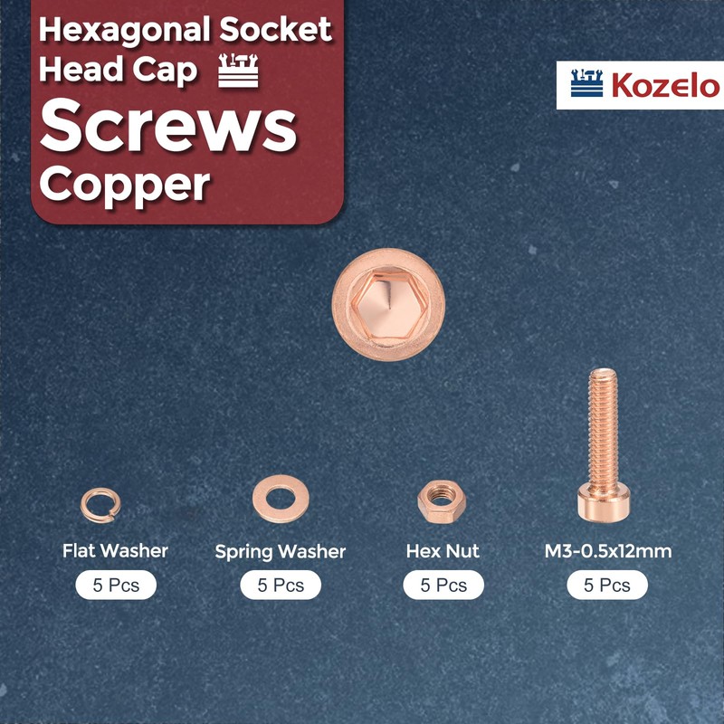 Kozelo 20pcs M3 Hex Socket Cap Screw Bolt Nut Assortment