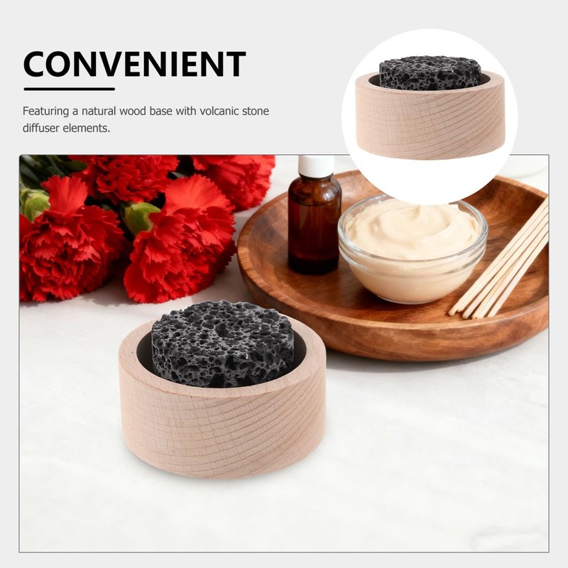 Passive Essential Oil Diffuser Lava Rock with Wood Base