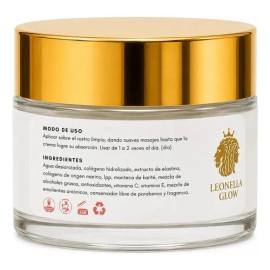 Crema Hidratante Efecto Lifting Facial Leonella Glow 50 Gr Colageno Hidrolizado Elastina Colageno Marino Karite Vitamina C E Rostro Cara Piel Lineas D