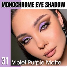 HHLTOH Violet Purple Single Matte Eyeshadow Makeup, Neutral Powde Eye Shadow for Older Women, Purple Violet Matte Singles Eyeshadow Palette Pigmented Waterproof, Girls Monochrome Vegan Eyeshadows Gift