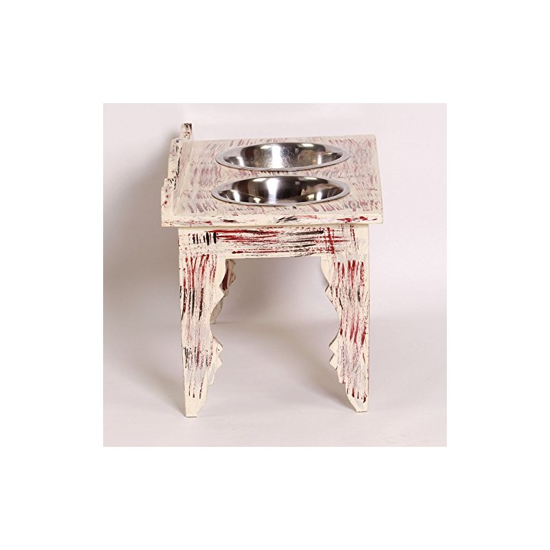 Large Fancy Farmhouse Wooden Elevated Raised Dog Feeder - Deluxe