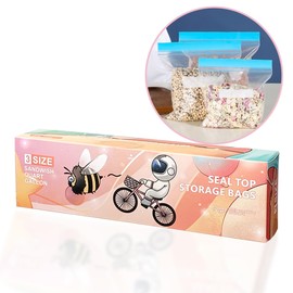 70 Pcs Freezer Bags, Ziplock Bags Food Reusable Sandwich Bags Zip Seal Food Bags, BPA Free Zip Lock Bags, Food Storage Freezer Bags for Fruits,Meat,Grains,Vegetables,Candies (3 Sizes 1 Box)