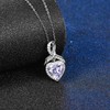 praymos Heart Necklace for Women,Sterling Silver June Birthstone Necklace Cubic