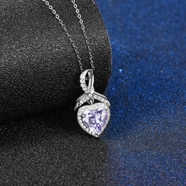 praymos Heart Necklace for Women,Sterling Silver June Birthstone Necklace Cubic Zirconia Necklace Mother's Day Gifts …