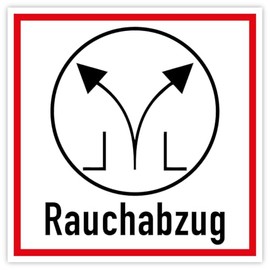 Sticker Fire Protection Sign "Rauchabzug" Symbol with Lettering Film According to DIN 4066 | 5-30 cm Made in Germany, Size: 20 x 20 cm
