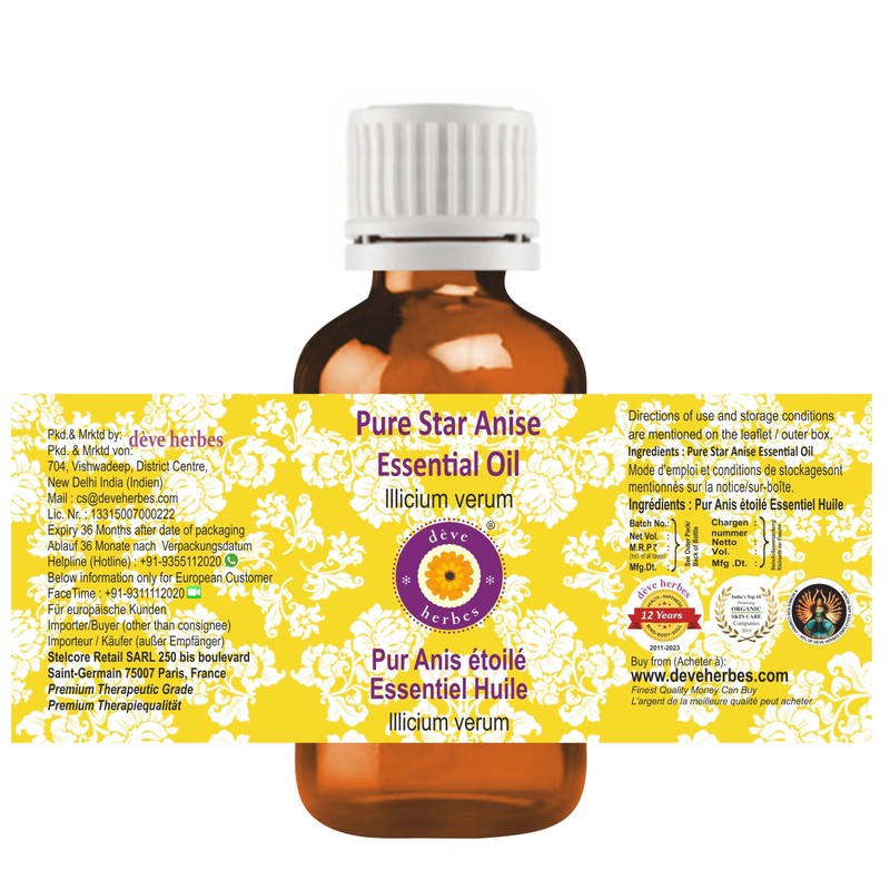 Deve Herbes Pure Star Anise Essential Oil 15ml (0.50 oz)