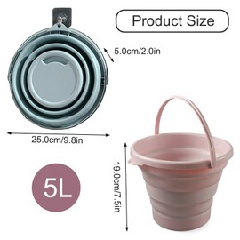 Fine jade2 Pack of 2 Foldable Bucket Foldable Cleaning Bucket Portable Water Bucket for Fishing for Children Bucket for Home Beach Camping Fishing Travel (5L)
