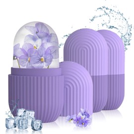 Ice Roller, Ice Roller for Face and Eyes, 3Pcs Reusable Ice Mold for Face Effectively Remove Puffiness, Shrink Pores, Anti Wrinkle, Improve Skin Elasticity (Purple)