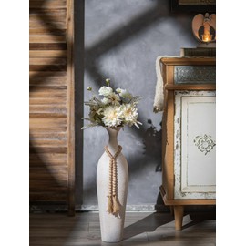 Sziqiqi Metal Tall Floor Vase: 23.2in Large Boho Vase for Pampas Grass - White Slender Decorative Vase Big Standing Rustic Farmhouse Flower Holder for Living Room Indoor Fireplace Home Decor Corner