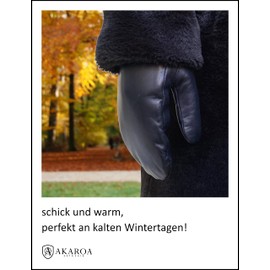 AKAROA ESTD 2019 Women's Suede Leather Gloves, Mittens, Italian Leather, Lining Made from Original New Zealand Lambskin, Sue Navy