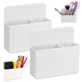 Pack of 2 Magnetic Dry Erase Marker Holder, 3 Compartments Marker Holder with Magnetic Backing, Whiteboard Marker Pen Organiser Holder, for Fridge Locker, Whiteboard and Other Magnetic Surfaces