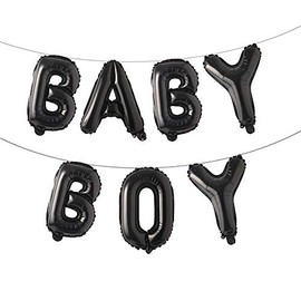 16 inch Baby Boy Girl Banner Foil Letter Balloons Garland for Birthday Baby Shower Gender Reveal Party decoration Supplies (BABY BOY Black)