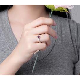 Stacking July Birthstone Ring for Women: S925 Sterling Silver Rose Red Oval Stackable Rings Promise Band Size 7 for Wife Dauter Friends - Christmas Anniversary Birthday Gifts Jewelry