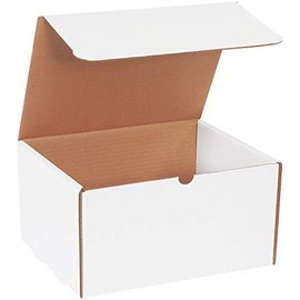 BOX USA 11 1/8" L x 8 3/4" W x 6" H Corrugated Cardboard Literature Shipping Mailer, White, Tab Lock, Easy to Fold Mailer for Packaging and Shipping (Pack of 50)