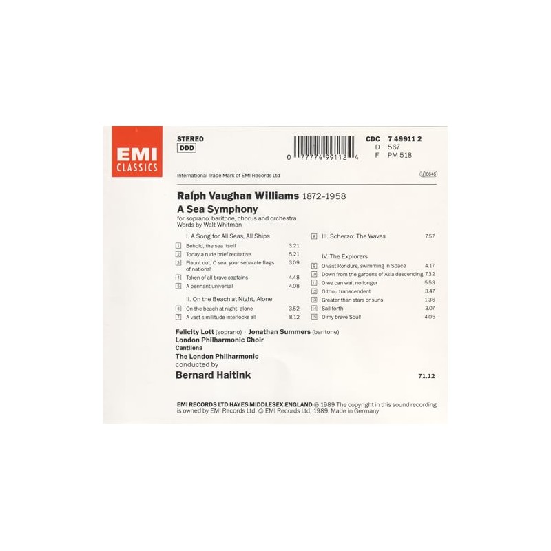 Vaughan Williams: Symphony No.1 'A Sea Symphony'
