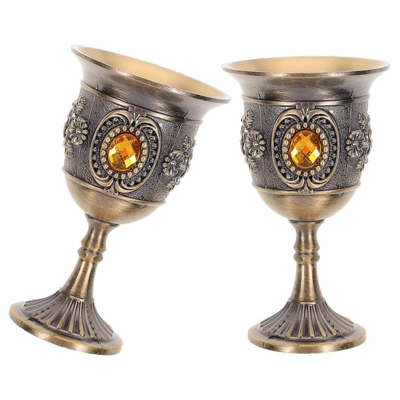 Kichvoe Medieval Cup 2pcs Chalice Goblet Royal Celebrations Wine Communion