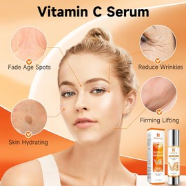 Honeywill Vitamin C Serum for Mature Skin 20% Face Dark Spot Remover with Hyaluronic Acid Reduce Wrinkles Lifting and Firming Moisture Skincare - 1.7 fl 1.7 Fl Oz / 성숙한 피부를 위한 하니윌 비타민 C 세럼 히알루론산이 함유된 20% 페이스 다크 스팟 리무버 주름 개선 리프팅 및 펌을 수분 스킨케어 - 1.7 fl 1.7 Fl Oz