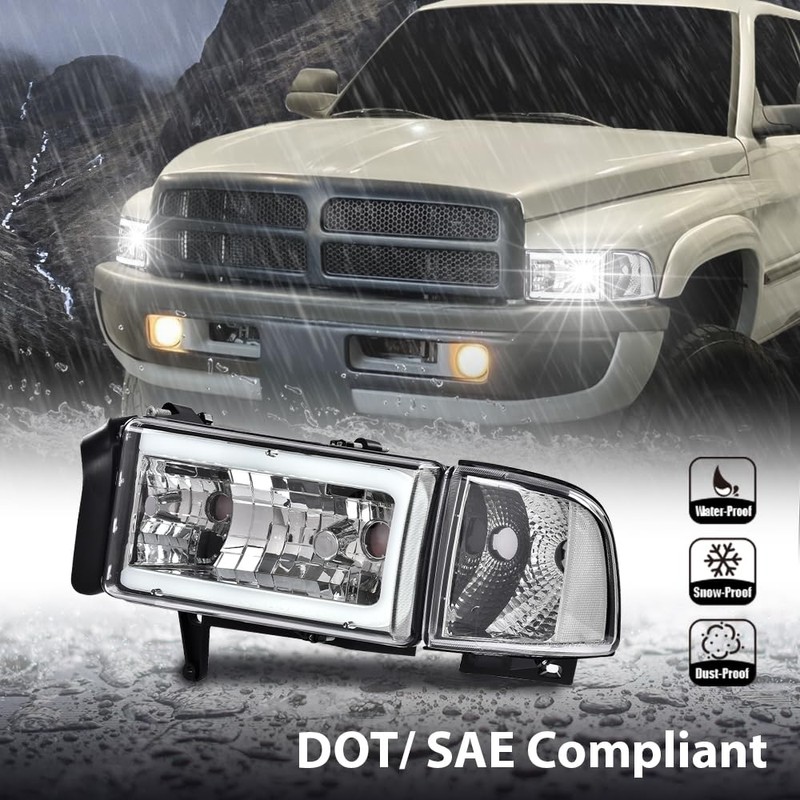 G-PLUS LED Light Bar Headlights w/o Bulbs Compatible with Dodge