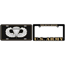 U.S. Army Airborne License Plate with Frame