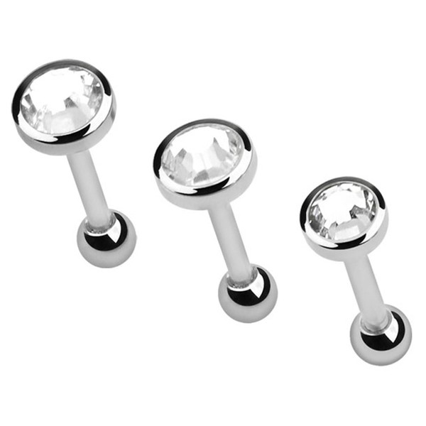 Ear Piercing Jewellery Helix Tragus Bar with Ball and Stone