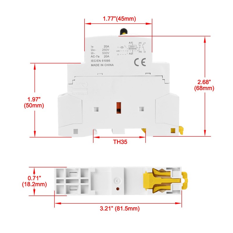 Heschen Modular Household AC Contactor, HS1-20M/11, 20A, 2 Pole, 1NO