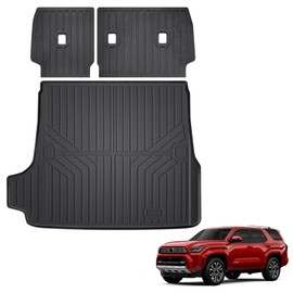 TECHPICCO Cargo Mat for 4Runner 2025, Cargo Liner Trunk Mat TPE Back Seat Cover Compatible with Toyota 4Runner Accessories 2025 (Trunk Mat+Backrest Mats)
