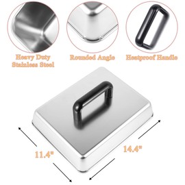 MOASKER 13 x 9 Inch Rectangular Basting Cover and Grill Press Kit for Blackstone Accessories, Universal BBQ Melting Dome Steaming Lid & Smash Burger Press for Flat Top Teppanyaki, Dishwasher Safe