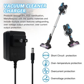 6.5Ft Adapter Replacement Charger for INSE N5 N5S N6 N6S V70 N6-1 N6-2 Cordless Vacuum Cleaner Power Cord for Wowgo S108 Deik VC-1518-US