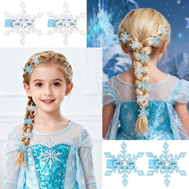 CIEHER 8 Pack Snowflake Hair Clips Snow Hairpins, Hallween Christmas