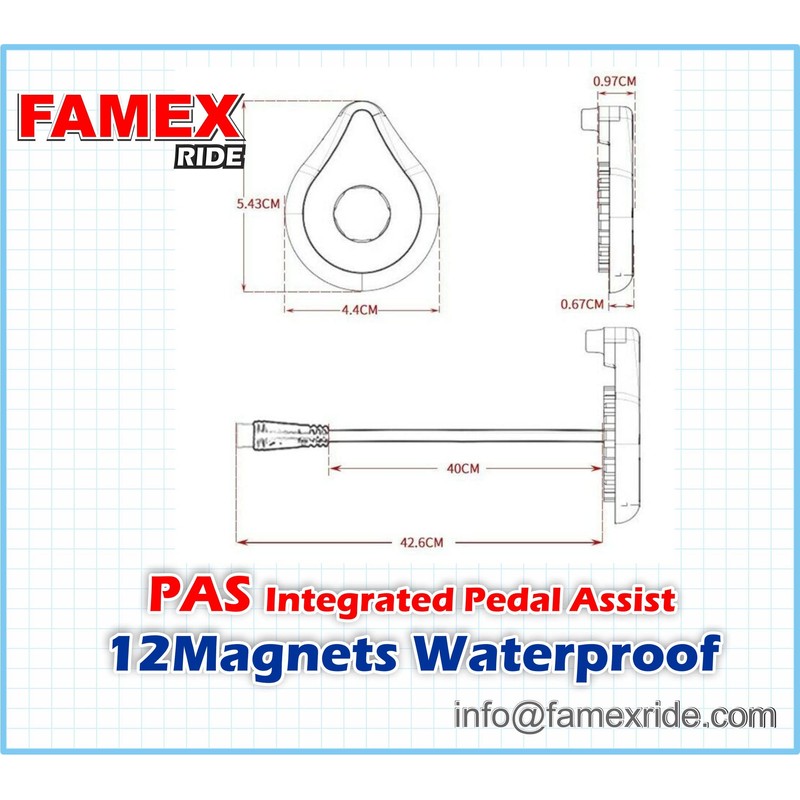 FAMEX RIDE E-Bike PAS Pedals Sensor Power Assist Integrated Waterproof