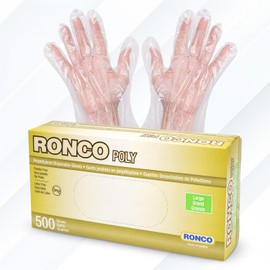 Ronco Poly Deli Gloves, Disposable Polyethylene Gloves, 500 Pack S,M,L,XL (Large)
