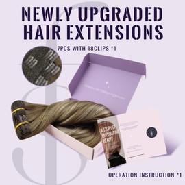 fshine Clip in Hair Extensions Human Hair 16 Inch 120g Human Hair Chestnut Brown to Platinum Blonde and Brown Balayage Natural Hair Clip in Extensions for Women 7pcs