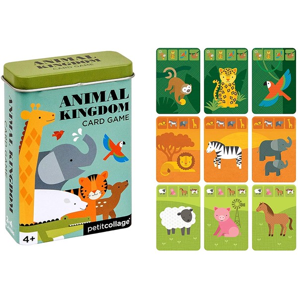Petit Collage Animal Kingdom Tin Card Play Game, Ages 4+, 2-4 Players, Multi