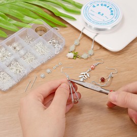 Niboken Jewellery Making Set Jump Rings Jewellery Repair Kit Earrings Craft Making Accessories in Plastic Box 10 Bags for DIY Beginners DIY Adults (Silver)