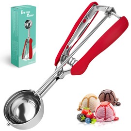 SPEENSUN Ice Cream Scoop Made of 304 Stainless Steel with Trigger (23 x 5 cm), Polished Ice Cream Spoon, Robust and Lightweight for Ice Cream, Melon Balls, Mashed Potatoes, Dough, Cakes, Dishwasher