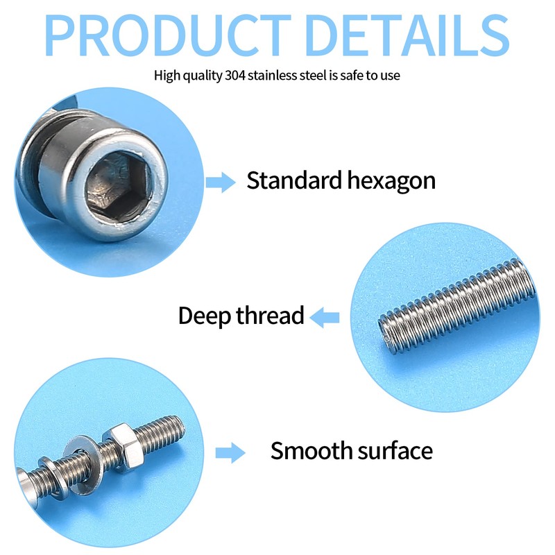 540 Pieces M3 M4 M5 Cylinder Screws with Nuts Washers