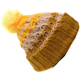 Gheri Woolen Knitted Fleece Lined Pom Pom Bobble Hat K