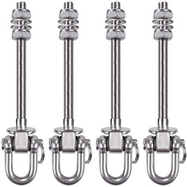 SELEWARE Heavy Duty Stainless Steel Swing Hanger, Stainless Steel Swing Hook for Wood and Steel Carriers, Yoga Hanging Chair, Punch Bag, Porch Swing Sets, 4 Pieces