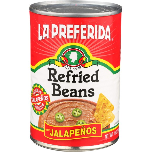 La Preferida Refried Beans Jalapenos, 16-Ounce (Pack of 12)