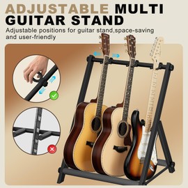 tipatyard 3 Multi Guitar Stand Rack With Thick Rubber Padding,Guitar Rack for Acoustic,Classical,Electric,Bass,Studio & Home,Durable,black(3 Holder)